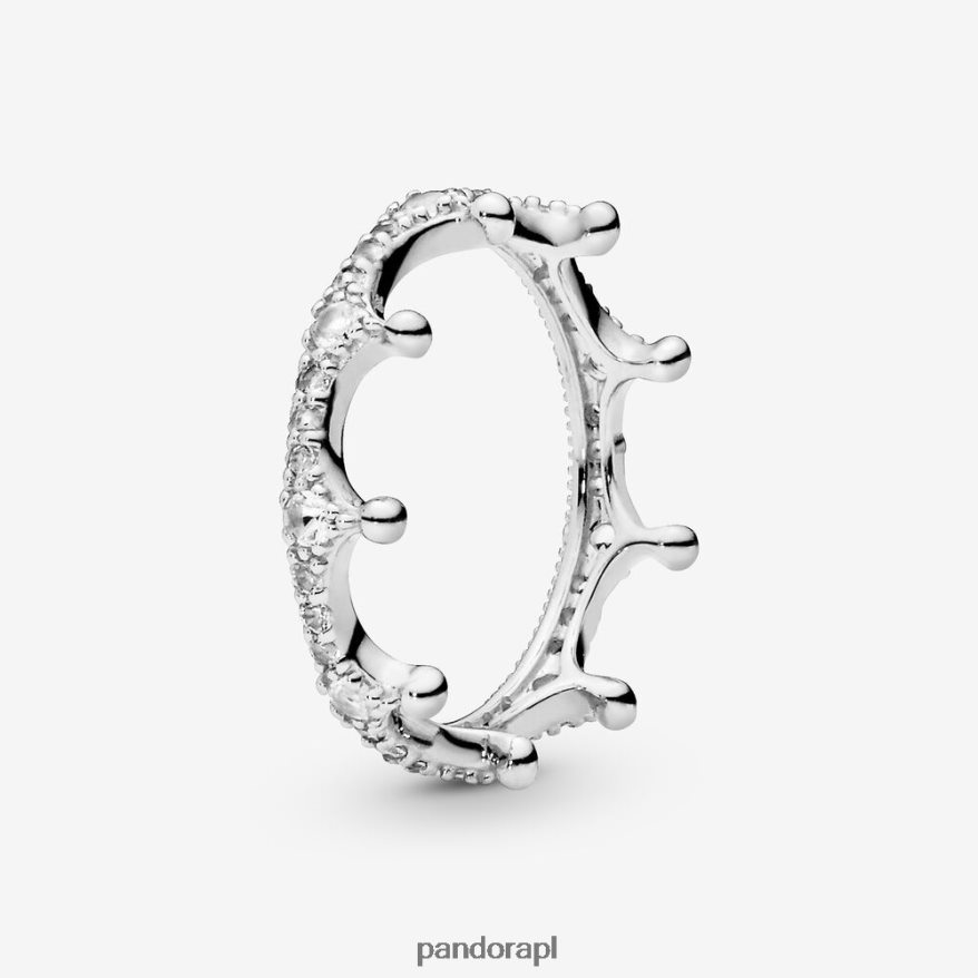 srebro Akcesoria Pandora przezroczysty, błyszczący pierścień koronny DFDN594