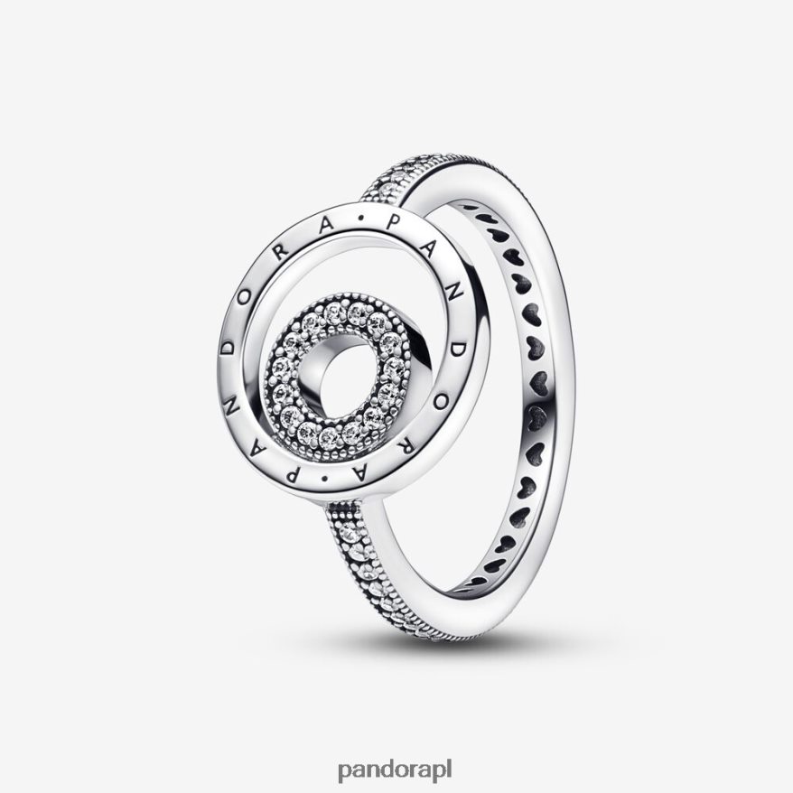srebro Akcesoria Pandora sygnowane koła z logo utorują pierścień DFDN687