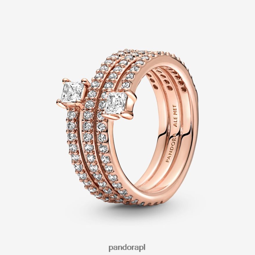 Pozłacane Różowym Złotem Akcesoria Pandora potrójny pierścień spiralny DFDN664