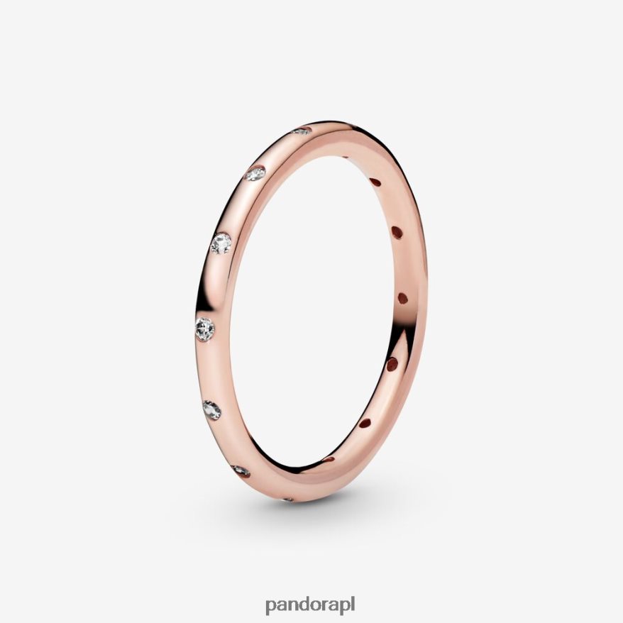 Pozłacane Różowym Złotem Akcesoria Pandora prosty, błyszczący pierścionek z obrączką DFDN613