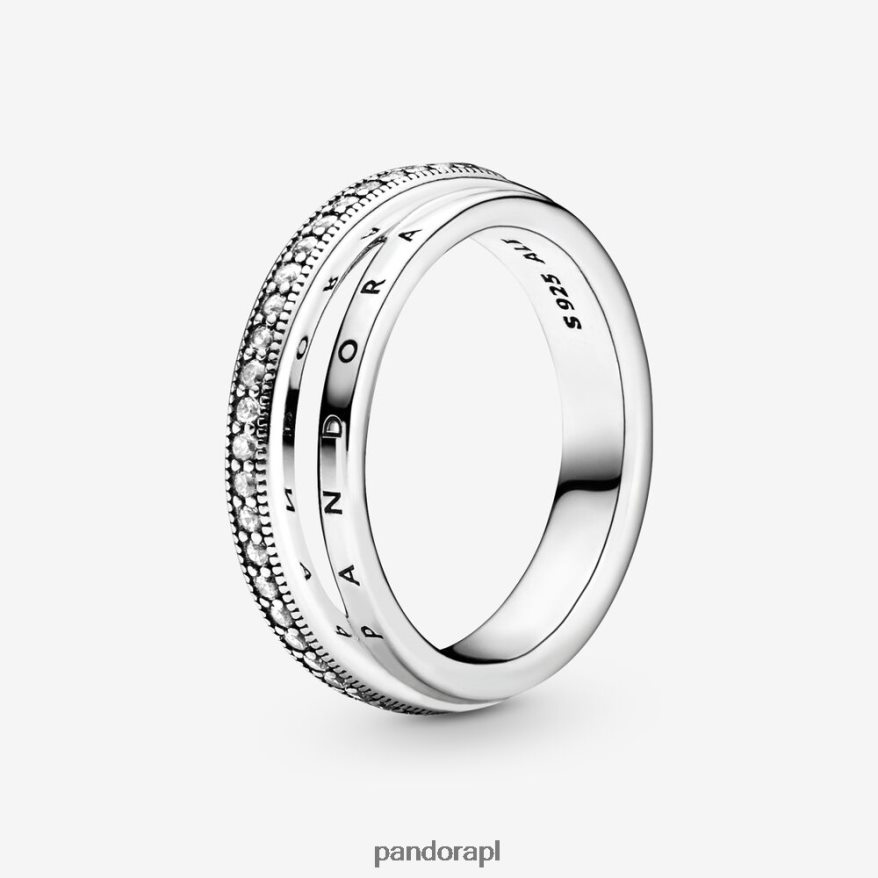 srebro Akcesoria Pandora potrójny pierścień brukowy DFDN689