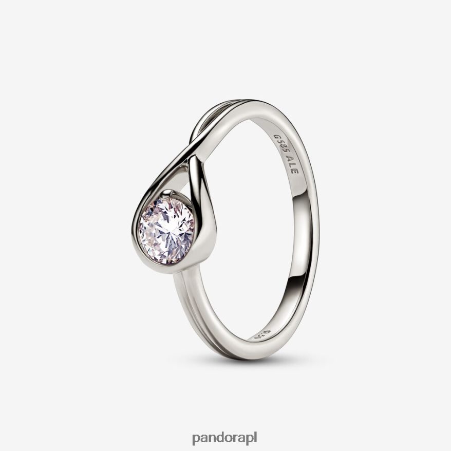 białe złoto Akcesoria Pandora Wytworzony w laboratorium pierścionek z brylantem o masie 0,50 ct i tw DFDN495