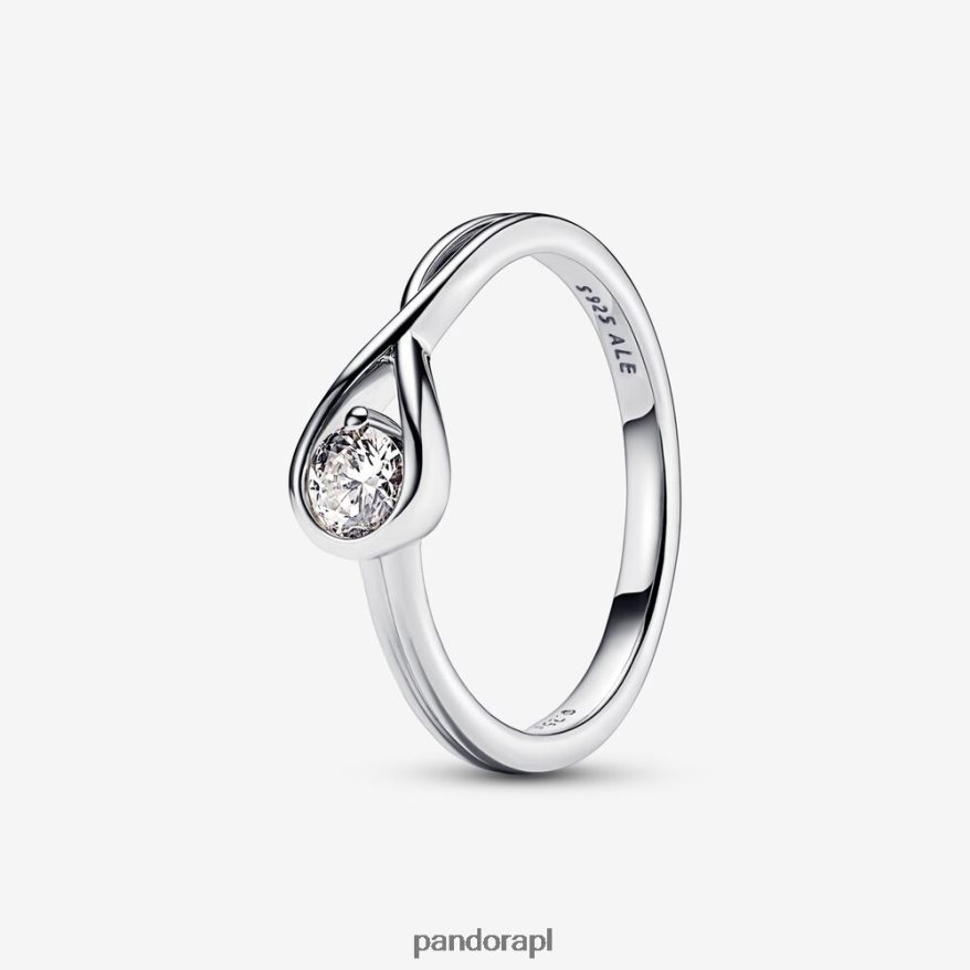 srebro Akcesoria Pandora Wytworzony w laboratorium pierścionek z brylantem o masie 0,25 ct i brylantach DFDN507