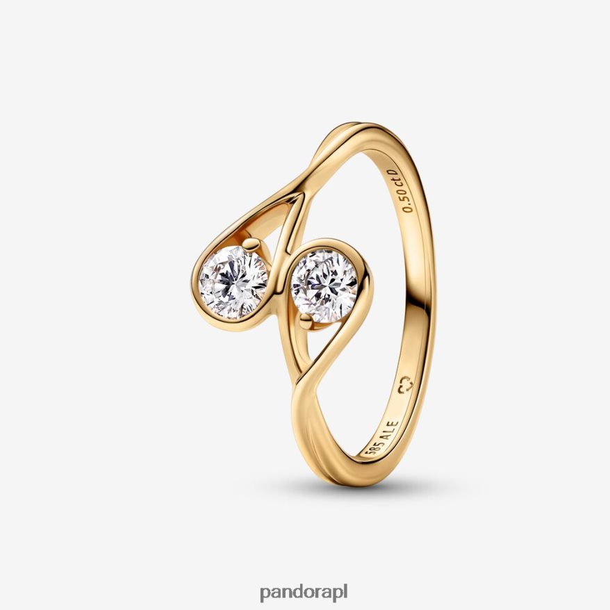 złoto Akcesoria Pandora Pierścionek z diamentem o podwójnej blasku, stworzony w laboratorium i masie 0,50 ct DFDN542