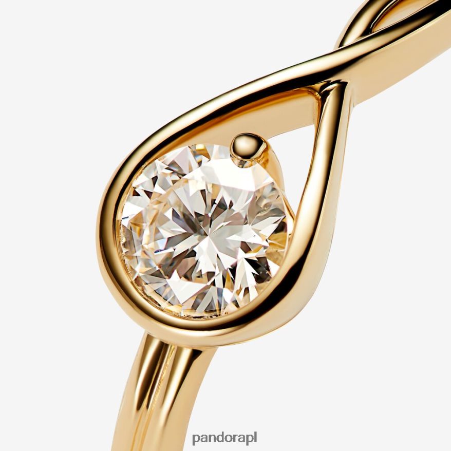 złoto Akcesoria Pandora Wytworzony w laboratorium pierścionek z brylantem o masie 0,50 ct i tw DFDN494