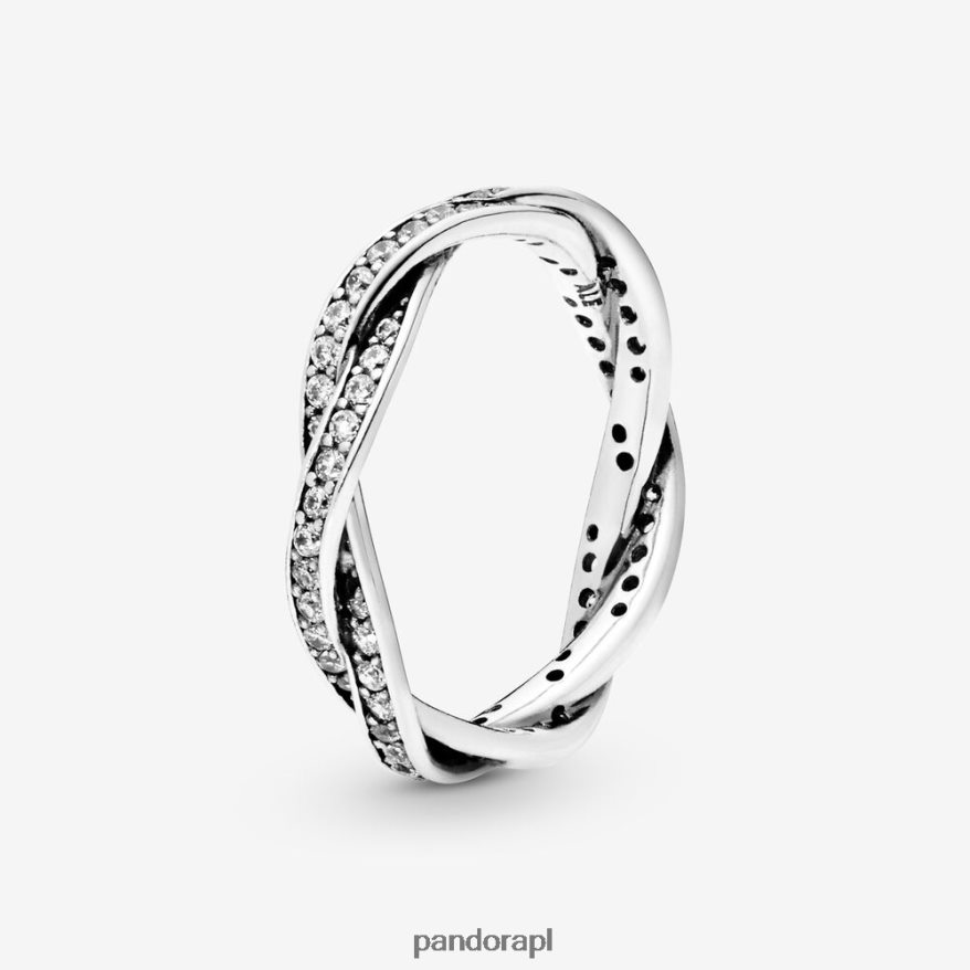 srebro Akcesoria Pandora błyszczący, skręcony pierścień DFDN530