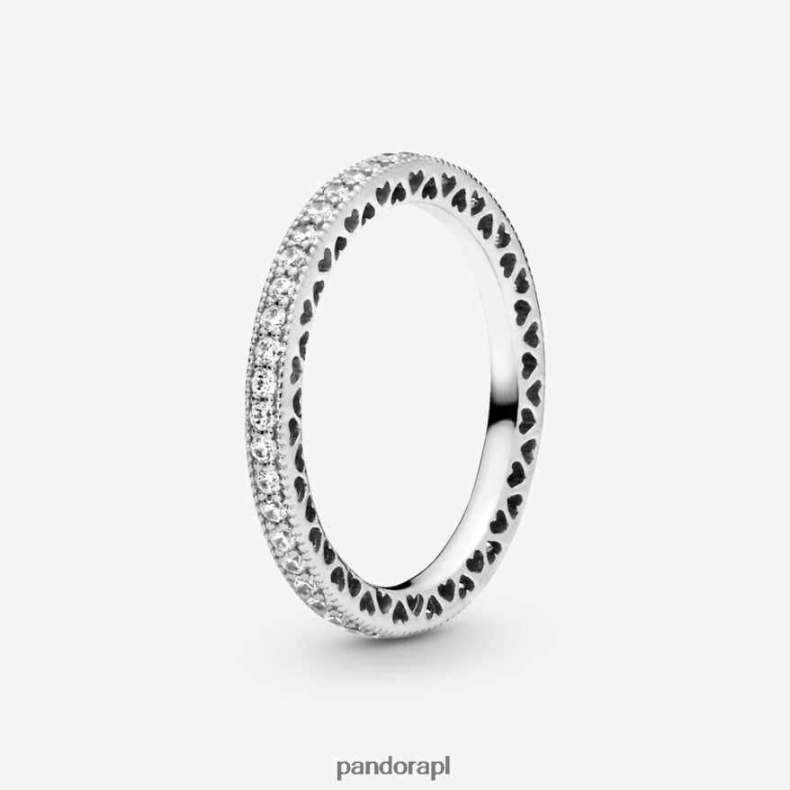 srebro Akcesoria Pandora pierścionek z blaskiem i sercami DFDN578