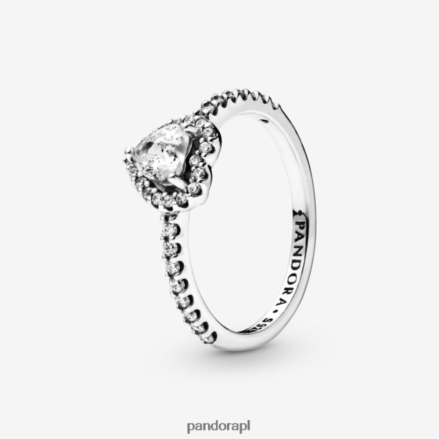 srebro Akcesoria Pandora podwyższony pierścień serca DFDN487