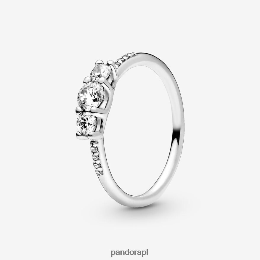 srebro Akcesoria Pandora przezroczysty pierścień z trzema kamieniami DFDN518