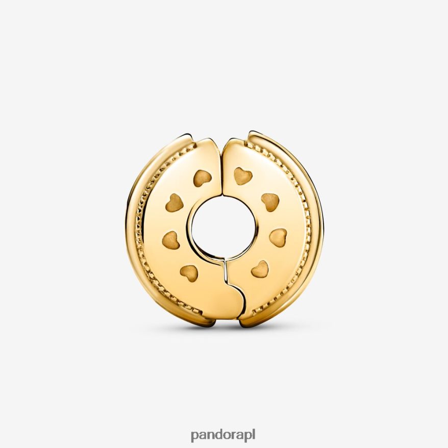 pozłacany Akcesoria Pandora błyszczące linie utorowania i zawieszka z logo DFDN19