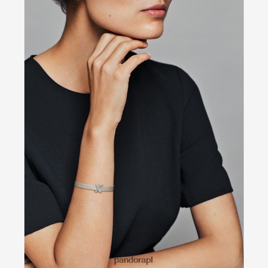 srebro Akcesoria Pandora refleksje litera x klips urok DFDN41