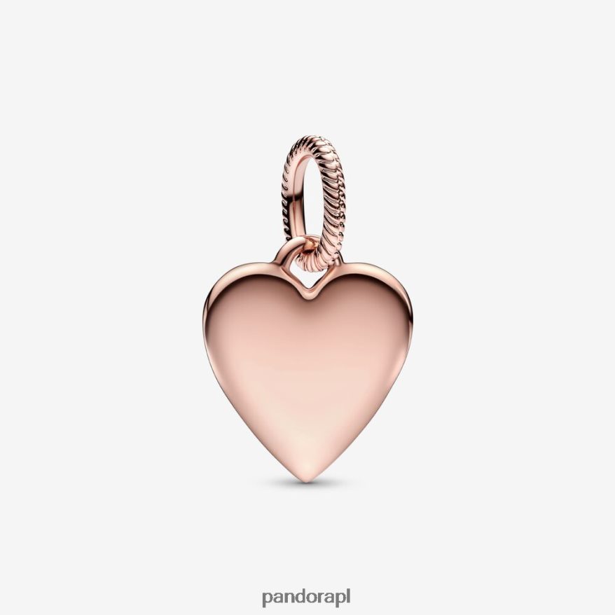 Pozłacane Różowym Złotem Akcesoria Pandora grawerowana zawieszka w kształcie serca DFDN823