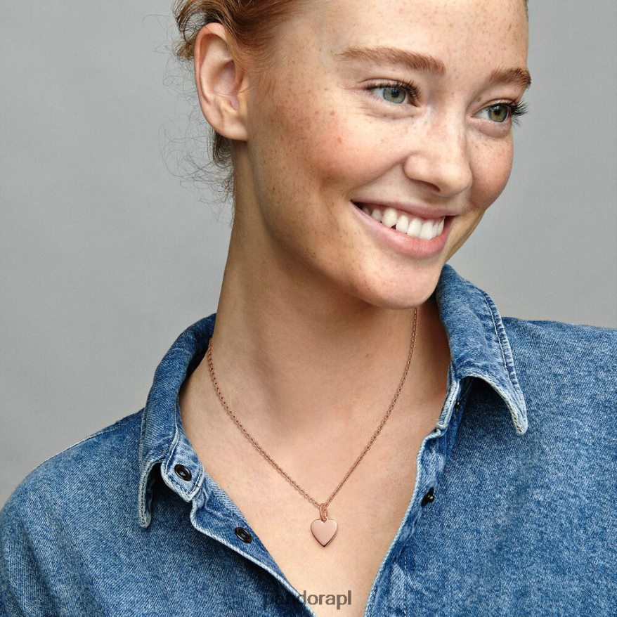 Pozłacane Różowym Złotem Akcesoria Pandora grawerowana zawieszka w kształcie serca DFDN823