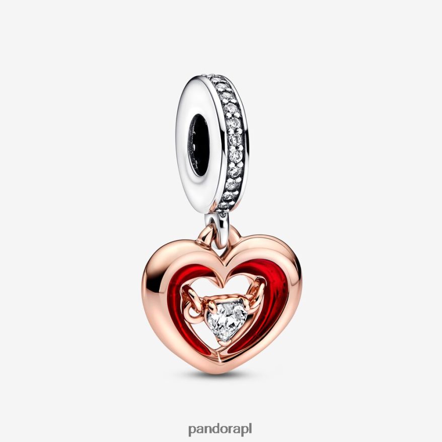 dwutonowy Akcesoria Pandora promienny wisiorek w kształcie serca DFDN216