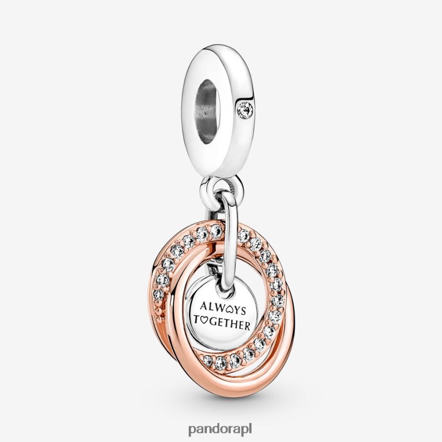 dwutonowy Akcesoria Pandora rodzina zawsze otoczona zwisającym urokiem DFDN271