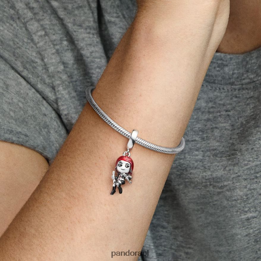 srebrny/czarny Akcesoria Pandora Marvel avengers wisiorek wdowa DFDN303