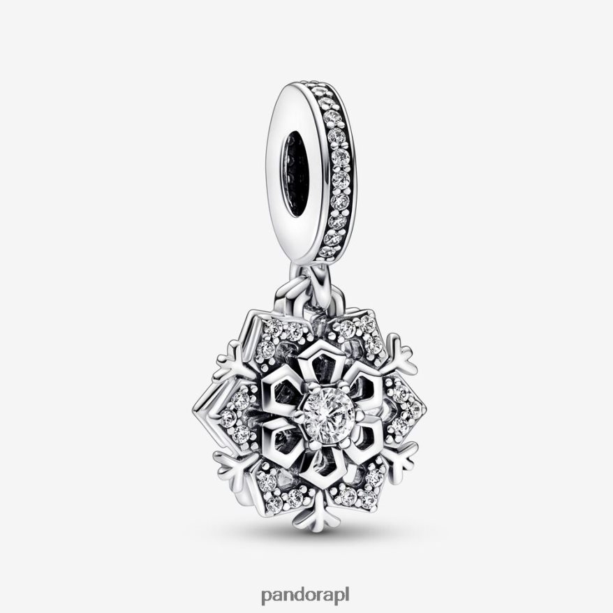 srebro Akcesoria Pandora Podwójny wisiorek w kształcie błyszczącego płatka śniegu DFDN168