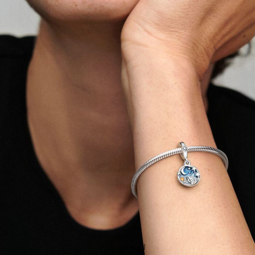 srebro Akcesoria Pandora Podwójny wisiorek z nocnym niebem na kempingu DFDN167