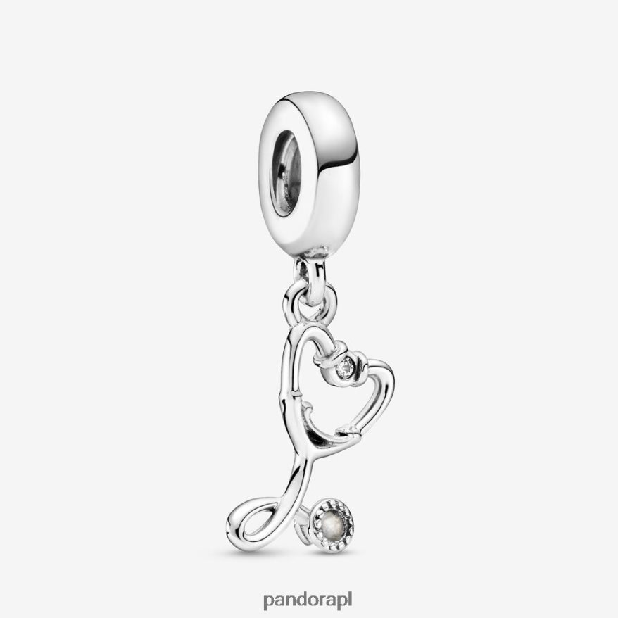srebro Akcesoria Pandora Zawieszka w kształcie serca stetoskopu DFDN55