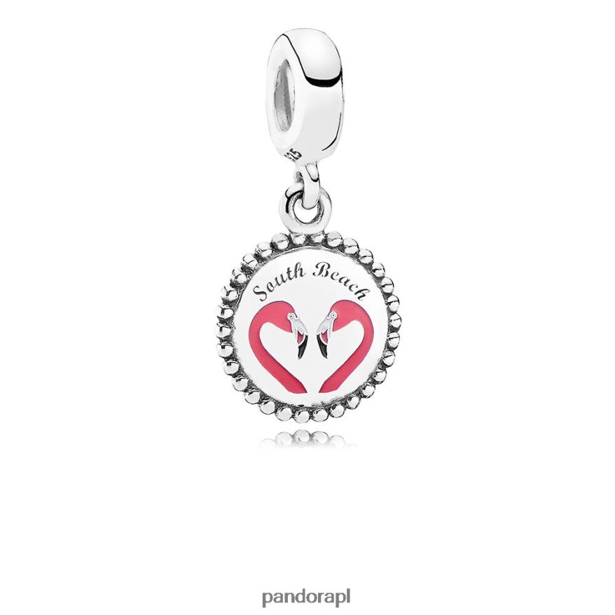 srebro Akcesoria Pandora Zawieszka z flamingiem z południowej plaży DFDN226