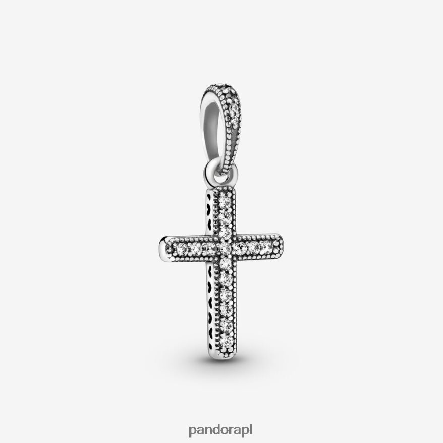srebro Akcesoria Pandora błyszczący wisiorek w kształcie krzyża DFDN810