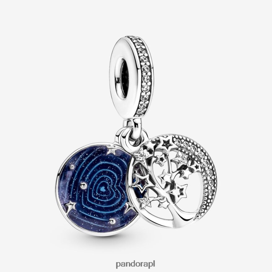 srebro Akcesoria Pandora podwójne wiszące drzewo i zawieszka z księżycem galaktyki DFDN186