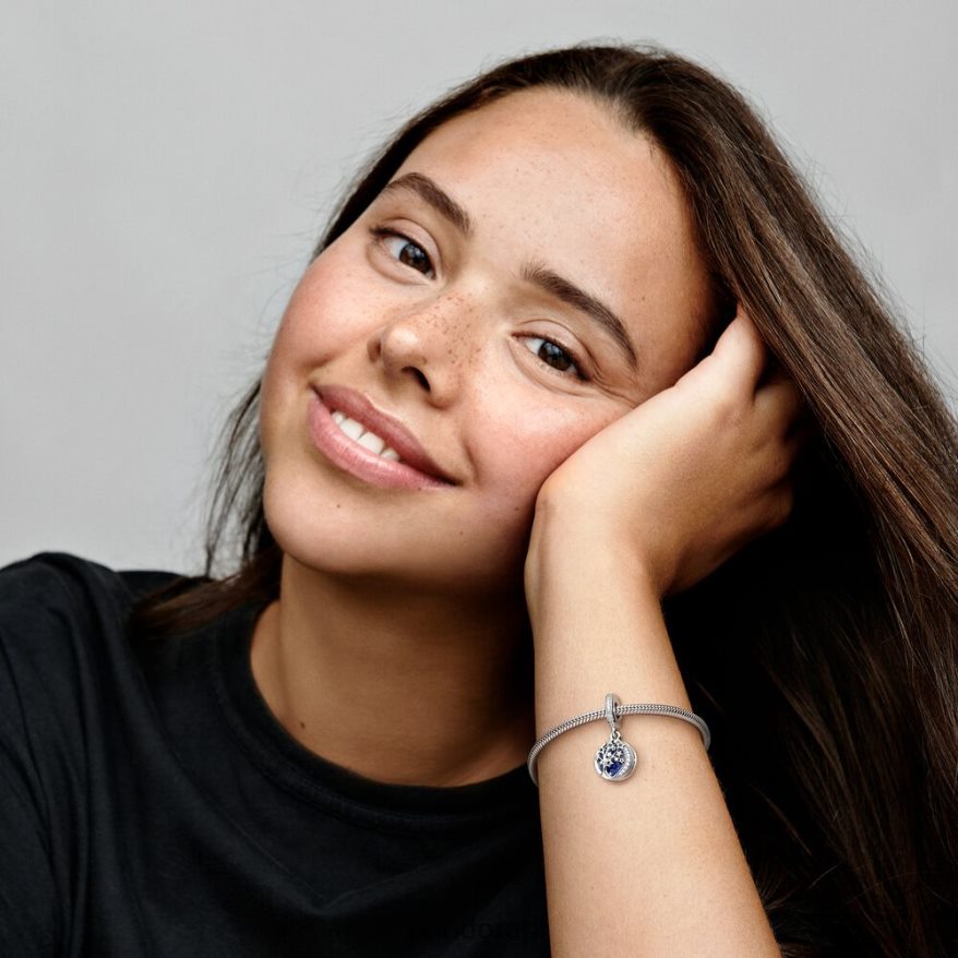 srebro Akcesoria Pandora podwójne wiszące drzewo i zawieszka z księżycem galaktyki DFDN186