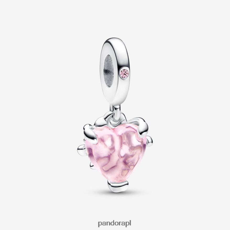 srebro Akcesoria Pandora różowy wisiorek z drzewem genealogicznym i sercem DFDN171