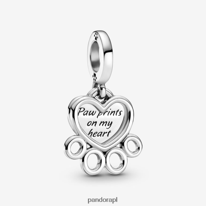 srebro Akcesoria Pandora zawieszka w kształcie serca i łapy DFDN77