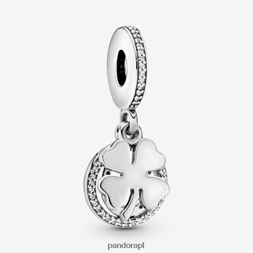 srebro Akcesoria Pandora zawieszka z czterolistną koniczyną na szczęście DFDN185