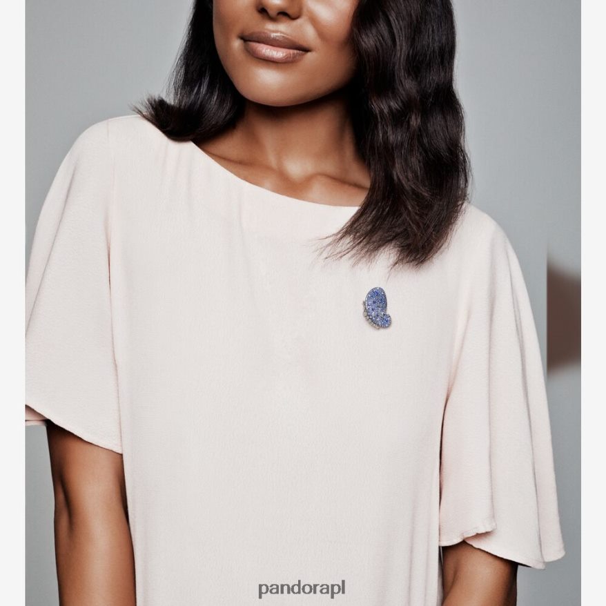 srebro/niebieski Akcesoria Pandora Broszka z motywem motyla DFDN819