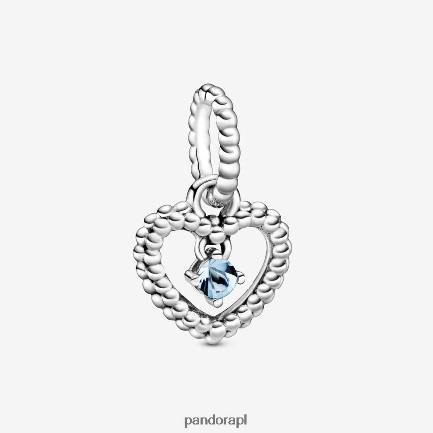 srebro/niebieski Akcesoria Pandora zawieszka w kształcie serca z koralików w kolorze marcowym DFDN135