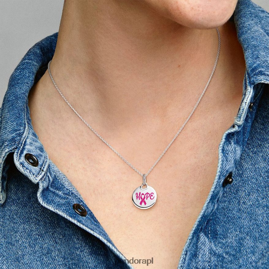 standardowy kolor Akcesoria Pandora Zawieszka z różową wstążką Hope DFDN817