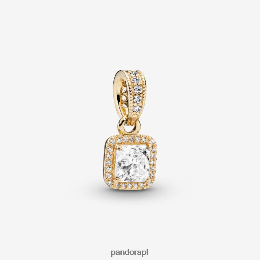 złoto Akcesoria Pandora kwadratowy, błyszczący wisiorek typu aureola DFDN814