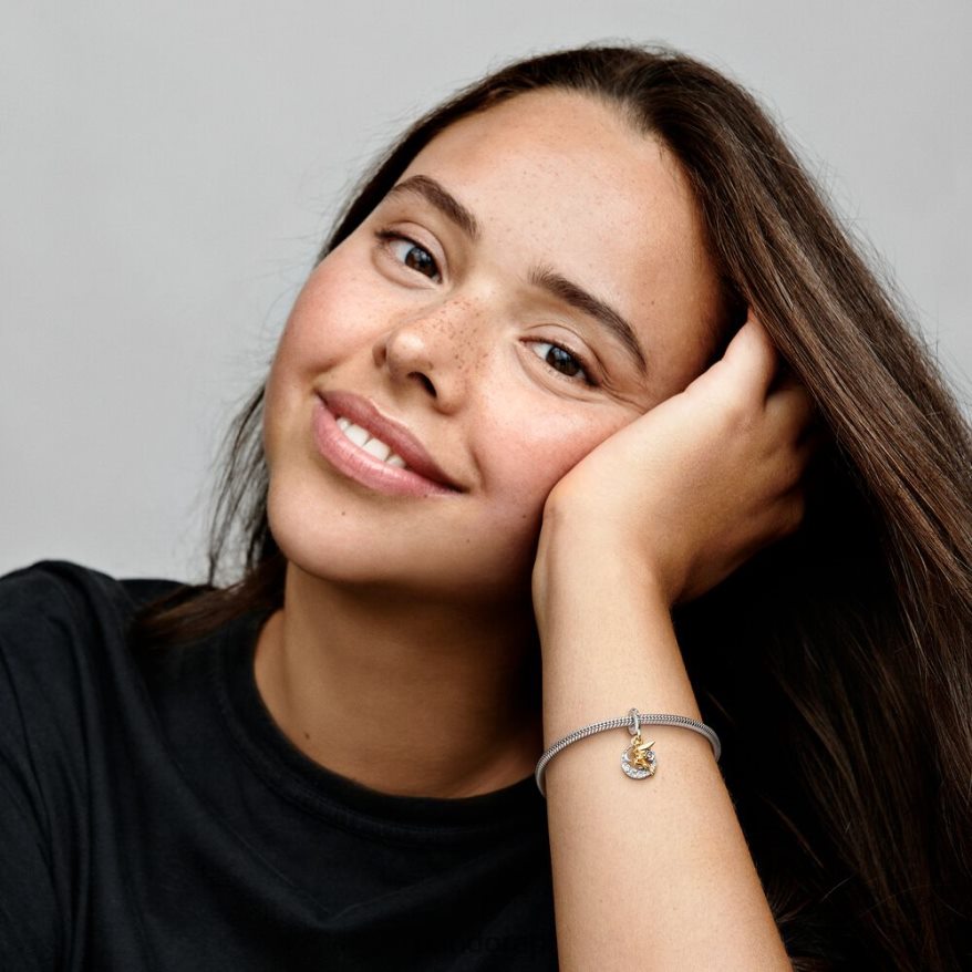 dwutonowy Akcesoria Pandora Zawieszka Disney Dzwoneczek Niebiańska Noc DFDN96