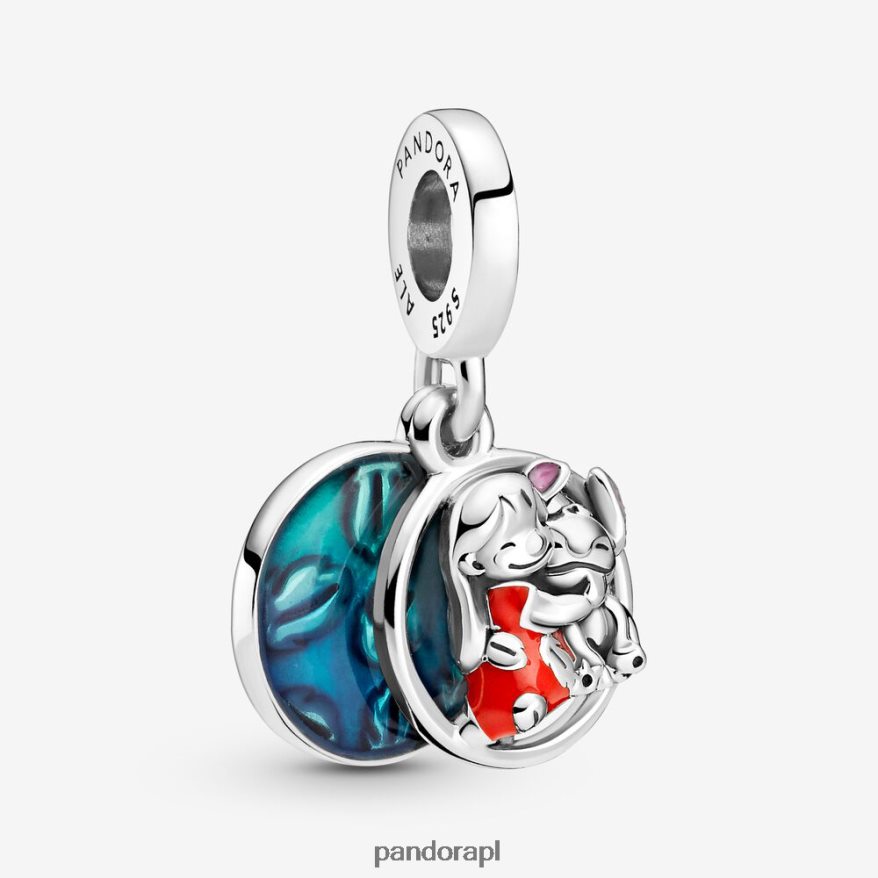 srebro Akcesoria Pandora Wisząca zawieszka rodzinna Disney Lilo & Stitch DFDN132