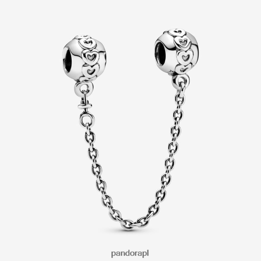 srebro Akcesoria Pandora Charms z łańcuszkiem zabezpieczającym w kształcie serca DFDN320