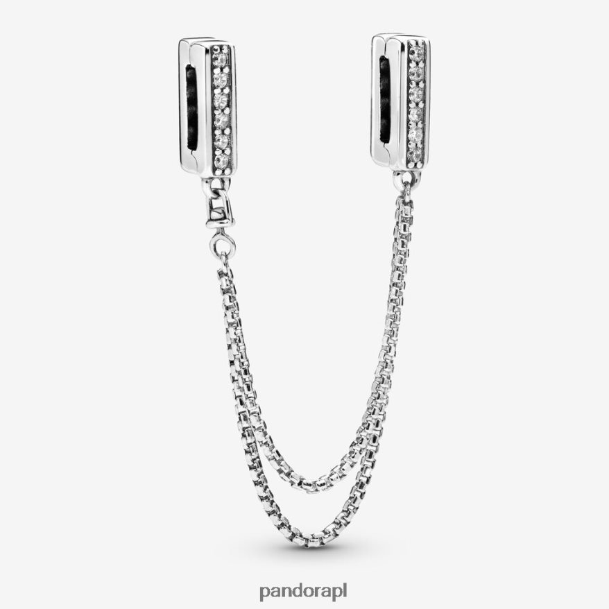 srebro Akcesoria Pandora refleksyjne błyszczące zawieszki z łańcuszkiem zabezpieczającym DFDN327