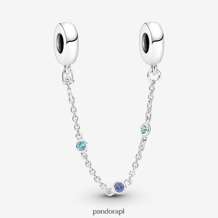 srebro/niebieski Akcesoria Pandora łańcuch zabezpieczający z potrójnym kamieniem DFDN329