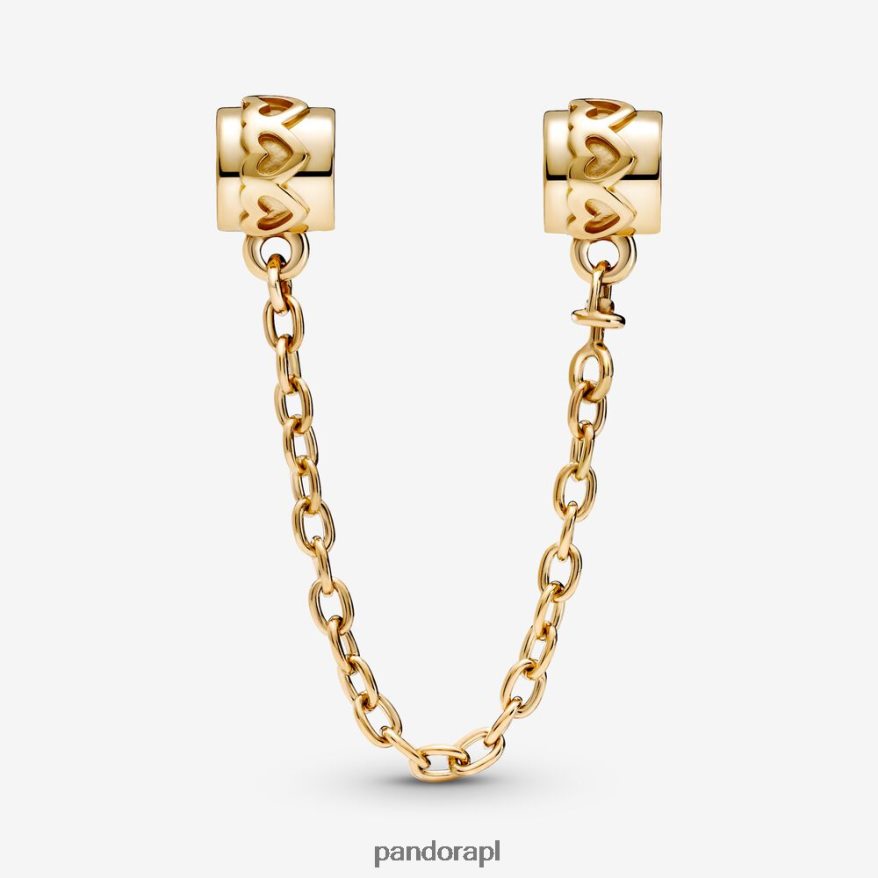 złoto Akcesoria Pandora Urok łańcuszka zabezpieczającego w kształcie serca DFDN332