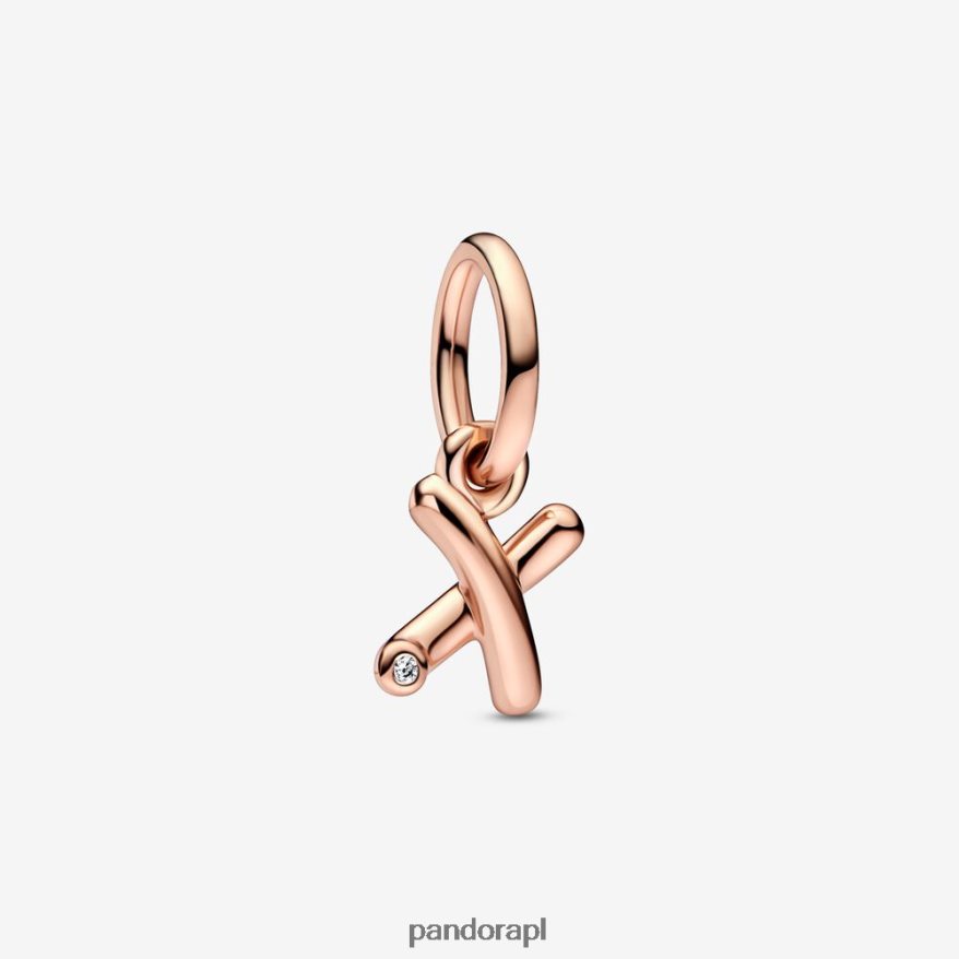 Pozłacane Różowym Złotem Akcesoria Pandora zawieszka z literą x alfabetu pisma DFDN269