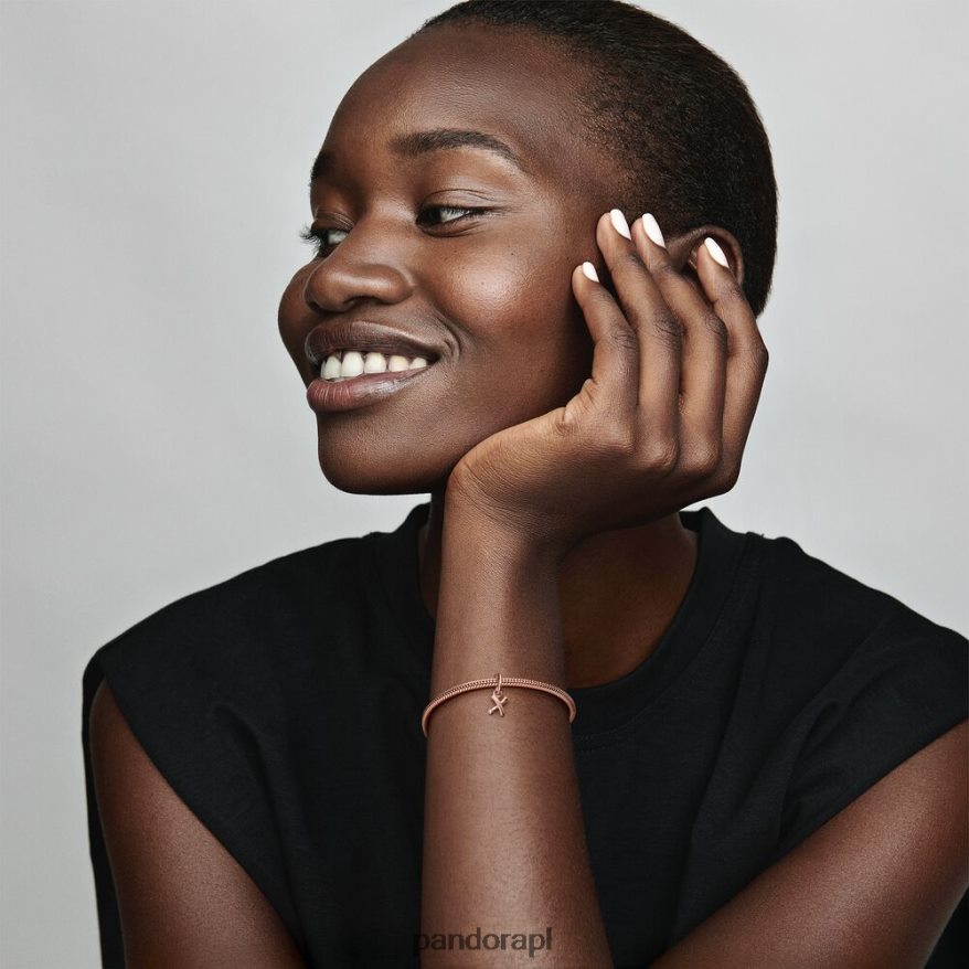 Pozłacane Różowym Złotem Akcesoria Pandora zawieszka z literą x alfabetu pisma DFDN269