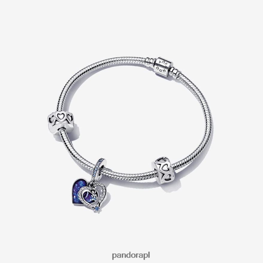 standardowy kolor Akcesoria Pandora Zestaw upominkowy z bransoletką w kształcie serca spadającej gwiazdy DFDN423