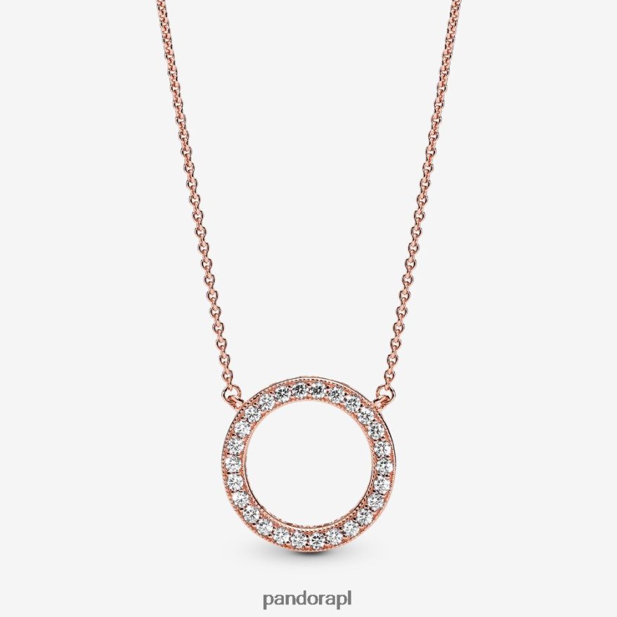 Pozłacane Różowym Złotem Akcesoria Pandora krąg błyszczącego naszyjnika DFDN742
