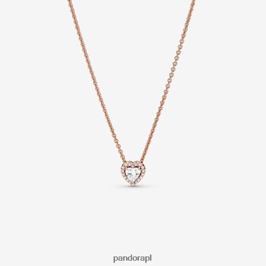 Pozłacane Różowym Złotem Akcesoria Pandora naszyjnik z błyszczącym sercem Collier DFDN753