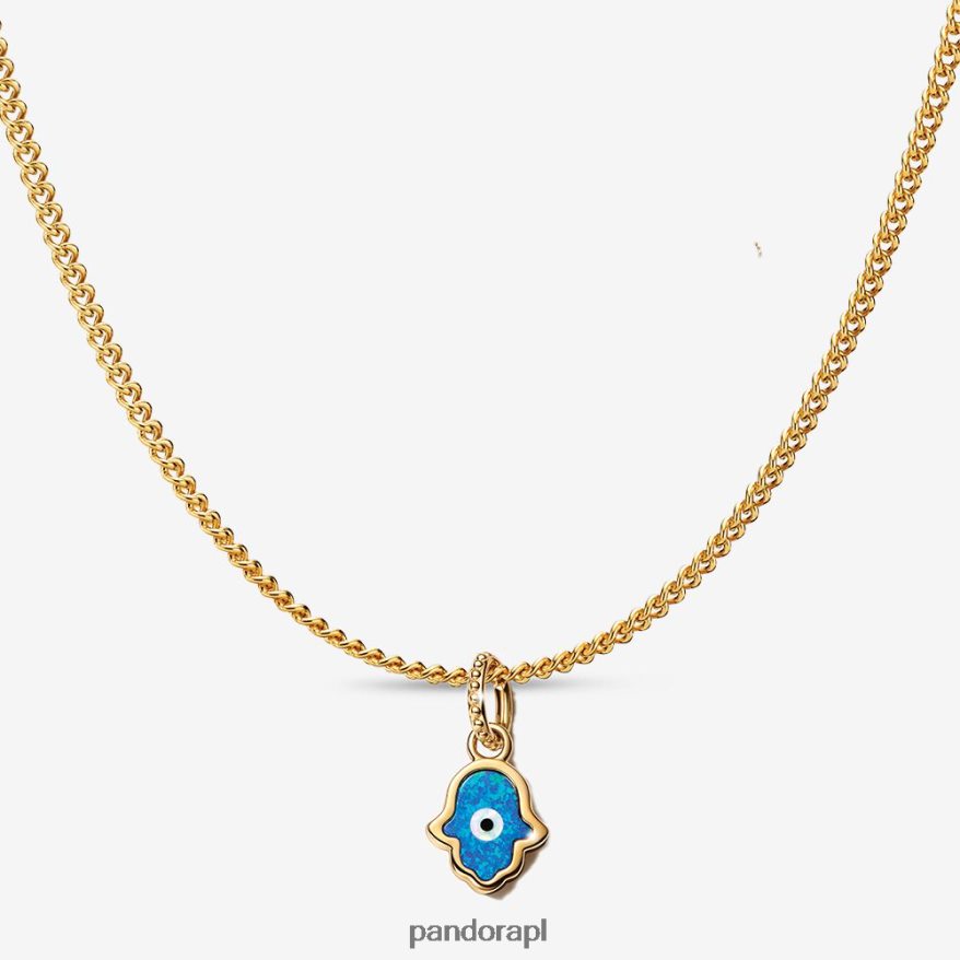 kolor standardowy/niebieski Akcesoria Pandora Zestaw naszyjników z opalizującym urokiem dłoni Hamsa DFDN760