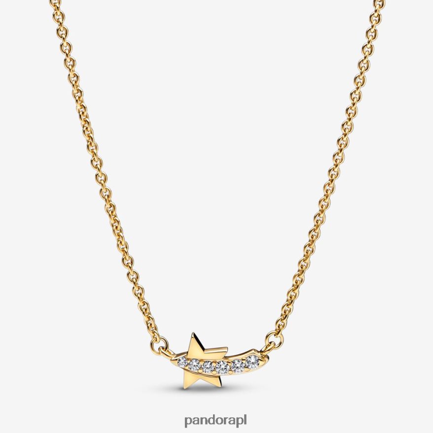 pozłacany Akcesoria Pandora Naszyjnik spadającej gwiazdy Pave Collier DFDN775