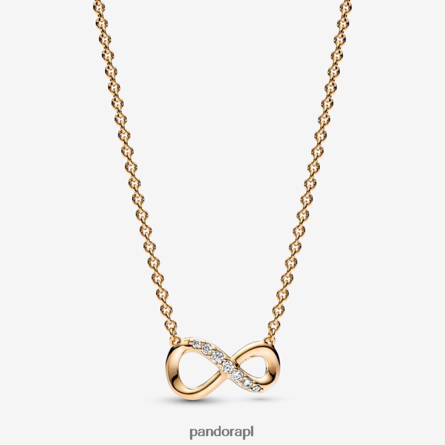 pozłacany Akcesoria Pandora błyszczący naszyjnik nieskończoności collier DFDN756