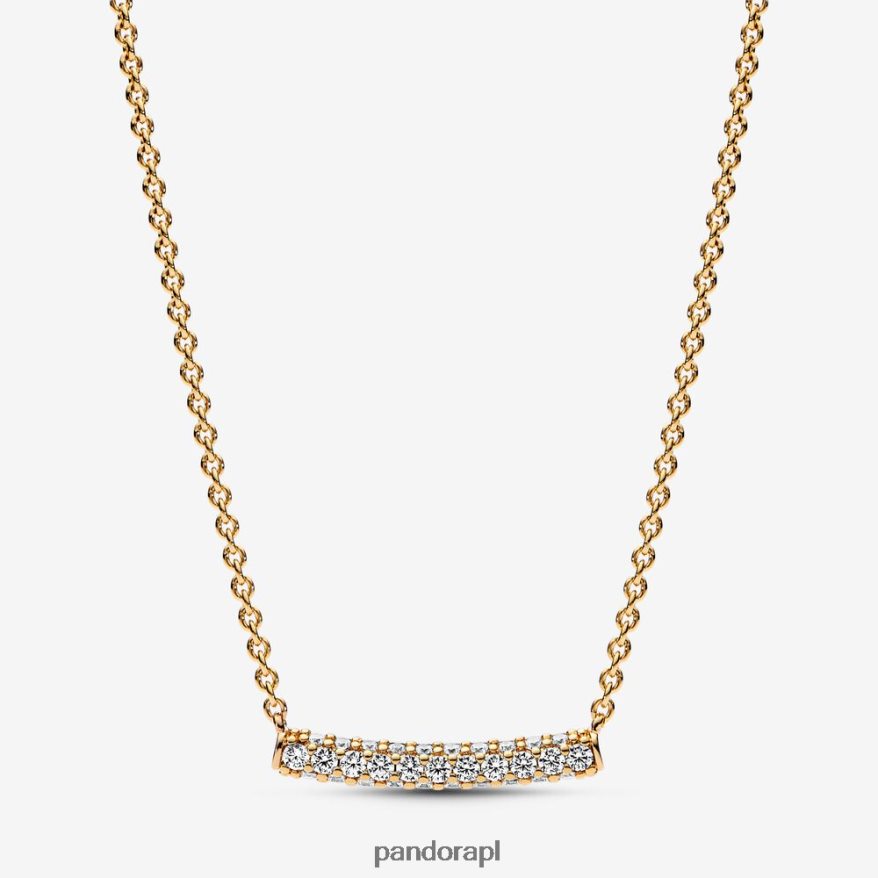 pozłacany Akcesoria Pandora ponadczasowy jednorzędowy naszyjnik typu bar collier pave DFDN788