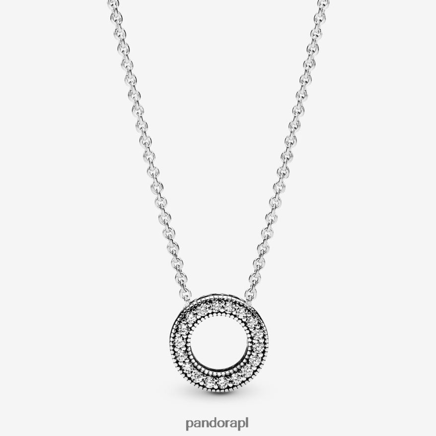 srebro Akcesoria Pandora Naszyjnik z logo Pave Circle Collier DFDN708